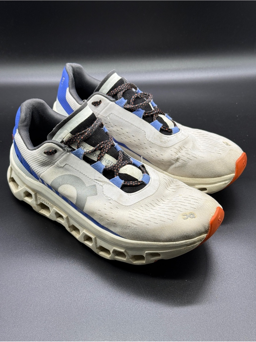 On Cloudmonster Road Running Shoes Women's 7.5 Cloudtec Activewear Frost/Cobalt